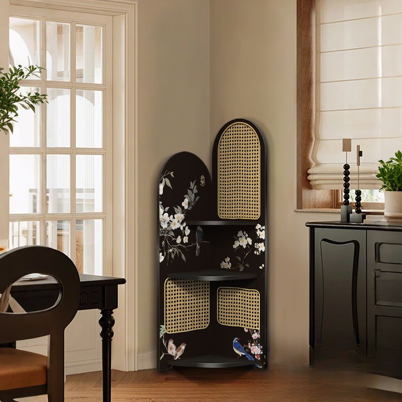 Modern Simple Style Nook Decorative Cabinet with 3/4 Exterior Shelves, Laminate Countertop in Midnight Black