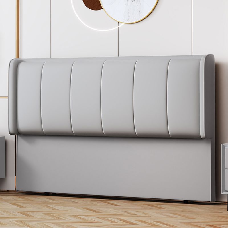 Trendy No Distressing Panel Headboard in Natural Wood, Rectangle Shape for Full/Queen Bed, Sponge Upholstery Fill, Standard Height