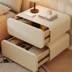 Modish Drawer Storage Bedside Table with 2 Drawers and Pleather Countertop