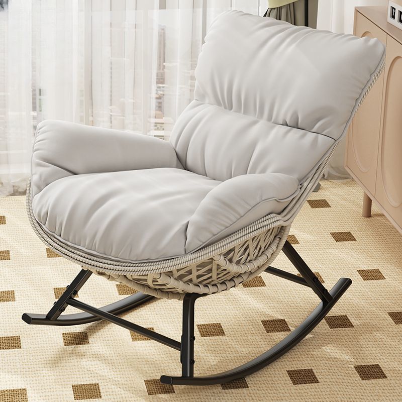 All-weather Cane Front Porch Rocking Chairs with Flared Arm and Stationary Rear Back