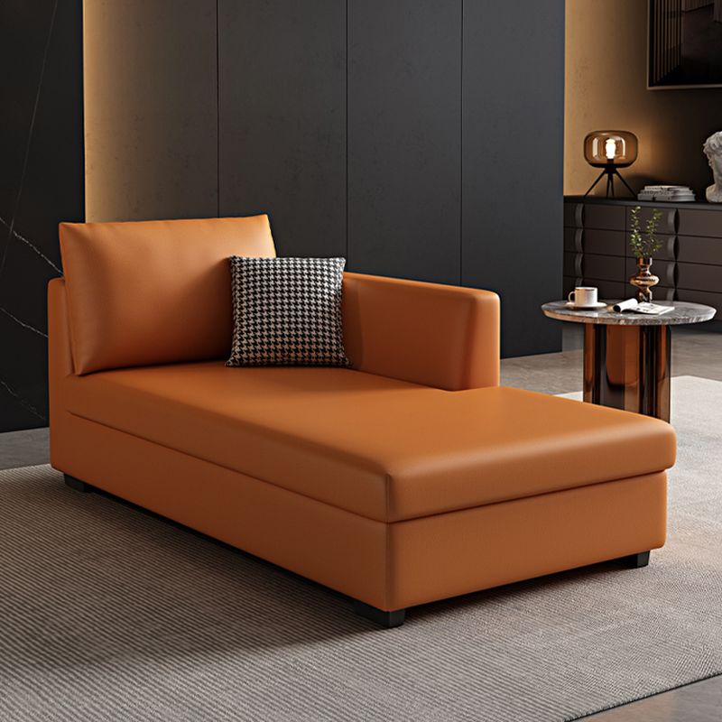 Modern Simple Style Chaise Chair for Bedroom with Solid Color in Light Gray, Butter Color, or Navy Blue, Featuring Left-Arm Chaise, Left Arm, Separable Cushions, and 2 Pillows