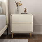 Modish Nightstand With Drawer Organization, 2 Drawers, Pleather Countertop, and Leg