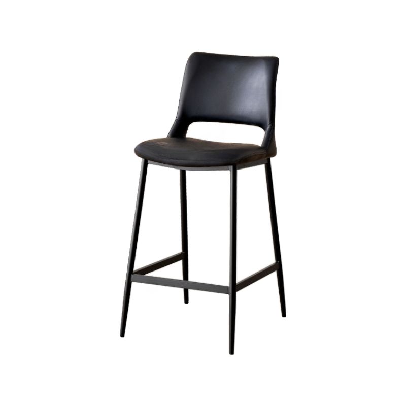 Casual Rawhide Bar Stools in Midnight Black/Lemon Color/Caramel with Back and Saddle Seat, Featuring Leg Rest