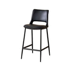 Casual Rawhide Bar Stools in Midnight Black/Lemon Color/Caramel with Back and Saddle Seat, Featuring Leg Rest