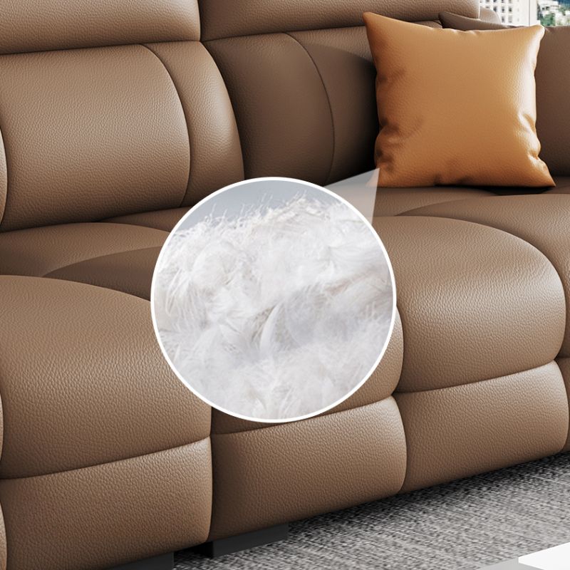 Contemporary Modern Solid Color Water Resistant Standard Sofa in Light Brown, 4-seater with 2 Pillows