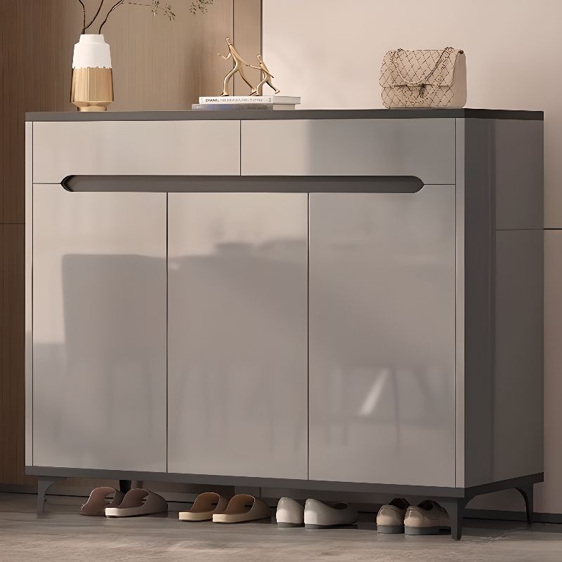 Engineered Wood 5 Tiers Shoe Stack with Shelf, Drawers, Unattached Gate, and Closed Back