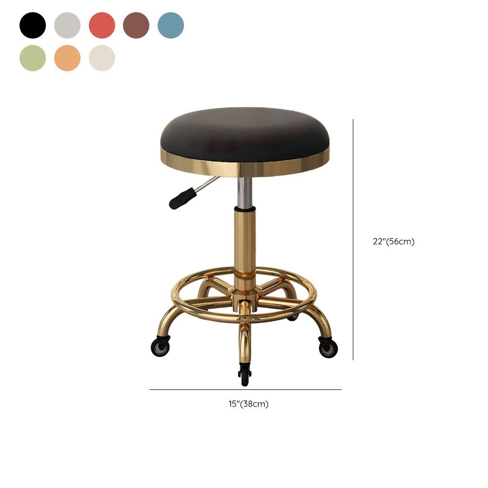 Steel Work Stool with Upholstered Seat & Rollers