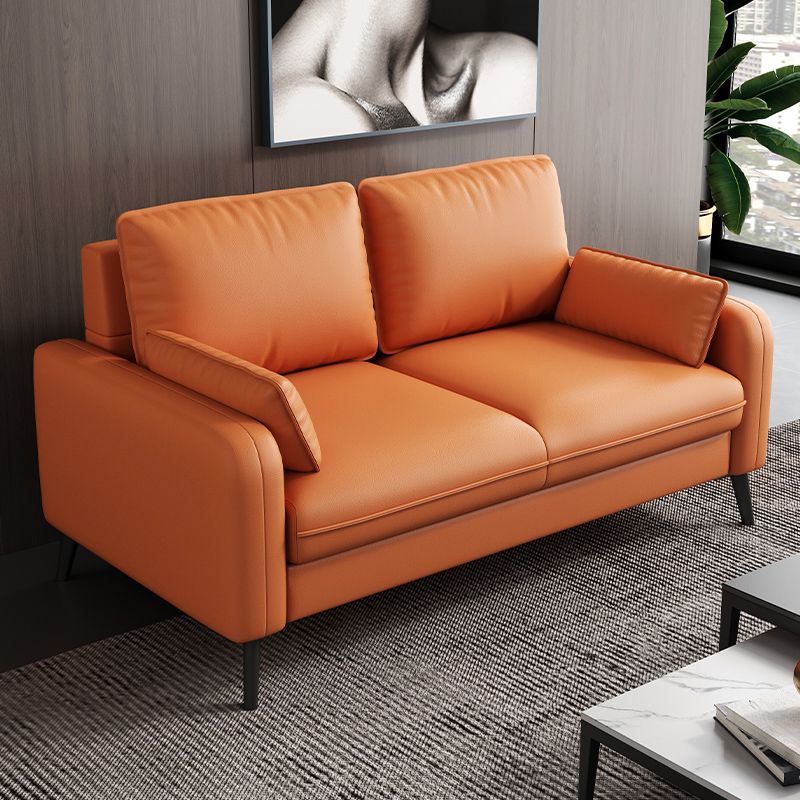 Contemporary Modern Solid Color Water Resistant Loveseat in Navy Blue/Emerald Green/Amber Color, 2-seater with 2 Pillows