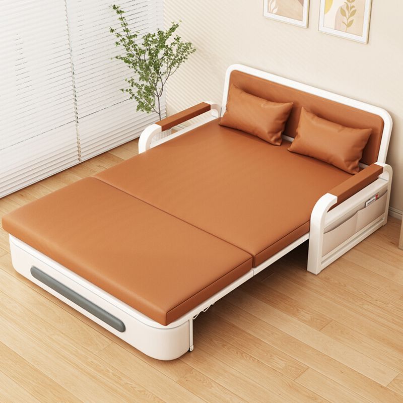 Scratch-immune Futon Day Bed with Pillow Back for 2 People, Receptacle Storage, Square Arm, Pillow, and Full Size Bed