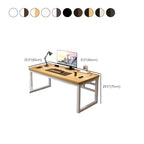 Black/Chalk Rectangular Metal Table with Cable Management and Twin Support Base, Warp Resistant and Rounded Corners