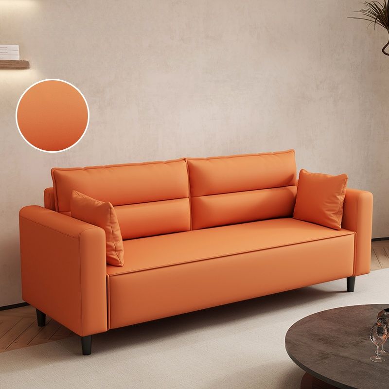Contemporary Modern Solid Color Stain Resistant Sofa/Loveseat in Pu Leather, Olive Green/Mocha/Amber Color, Seats 3/2-seater with 2 Pillows