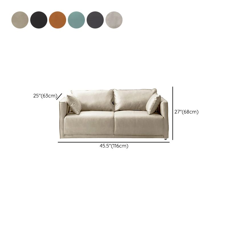 Modish Solid Color Stain Resistant Loveseat with Arm for 2 and 2 Pillows