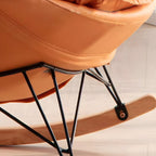 Modern Plain Rocking Chair Faux Leather Water Resistant Chair with Ottoman