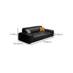 Extra Long Black Leather Sofa with Stain Resistant Feature and Two Pillows
