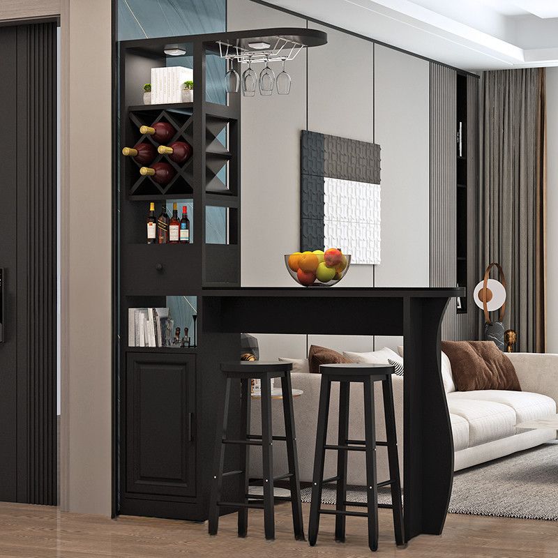 Simplistic Pub Table with Composite Wood Top and Unmovable Pedestal, White Container Storage, Rectangle Shape