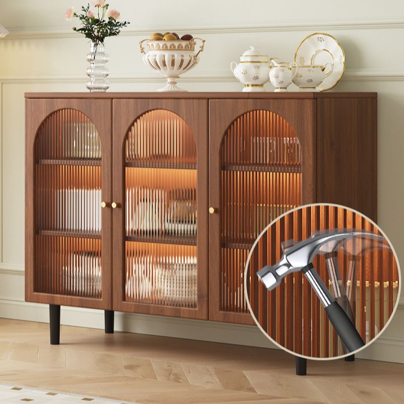 Espresso Sideboard with 3 Drawers, Standard Size, 3 Interior Shelves, Pantry Hutch, Lumber Countertop, and Glass Doors