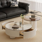 Simplistic Single Slate Side Table with Tripod Base in Chalk Circular Design and 2 Drawers