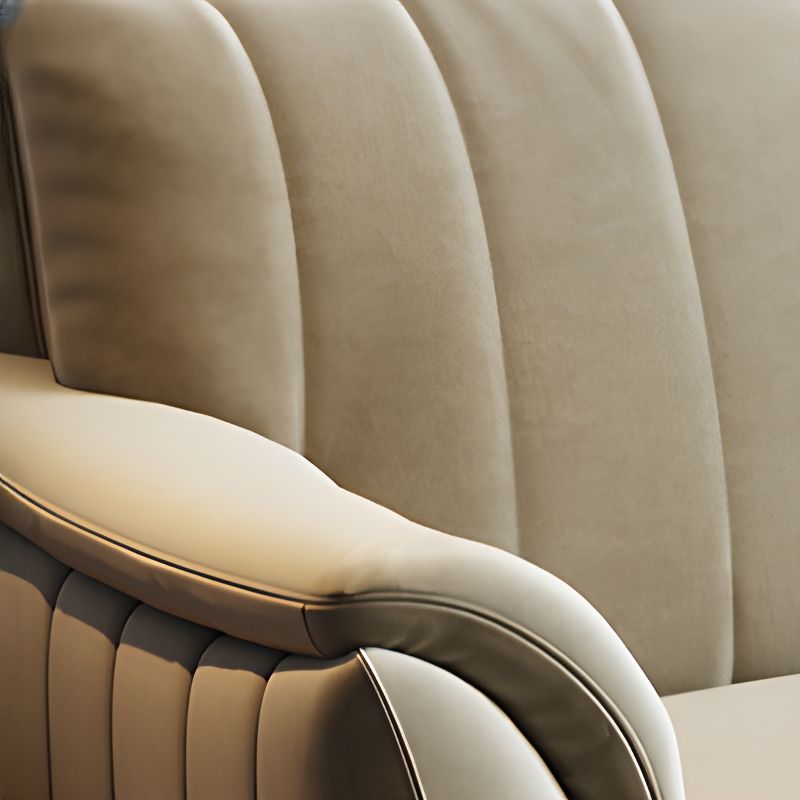 Modern Solid Color Scratch-defiant Standard Sofa in White/Sage PU with 4-seater/3-seater Capacity and 2 Pillows