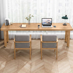 Casual Writing Desk with Easy Assembly, Moth Proof Parsons Base, Natural Top, Unattached Installation, and Foot Pad