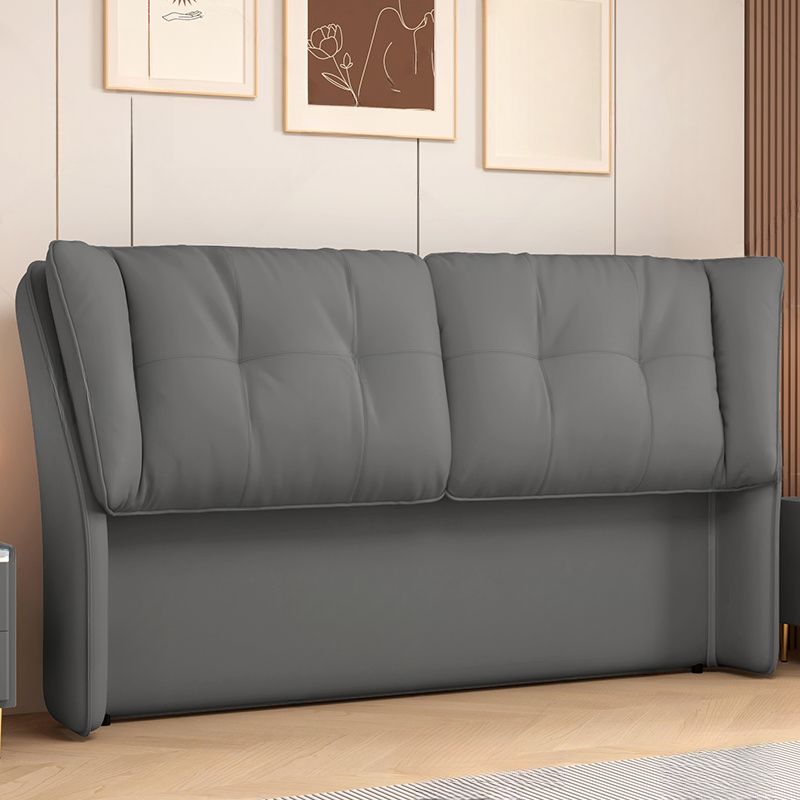 Trendy Wingback Headboard with No Distressing, Piled Tufted Rectangle Design for Queen/Full Bed, Featuring Sponge Upholstery and Standard Height