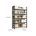 Modern Metal Display Stand with Wooden Shelves and Open Storage