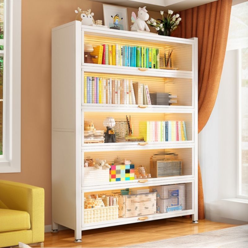 Steel Vertical/Horizontal Shelf Organizer with 6 Shelves and Lucite Door, Closed Back