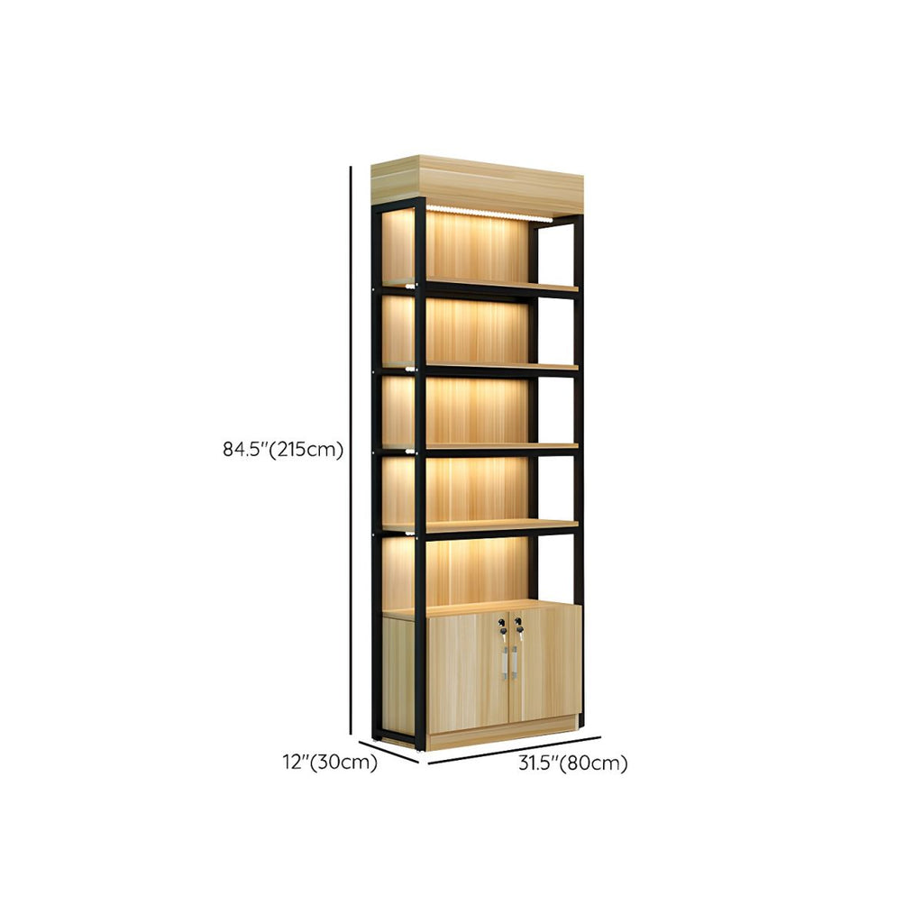 Modern Living Room Display Stand Wooden Multi-shelf in Natural