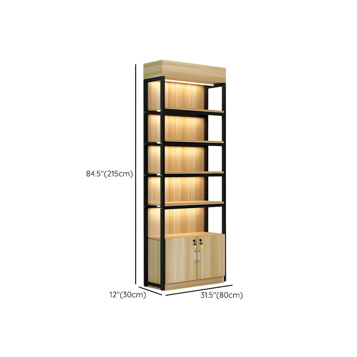 Modern Living Room Display Stand Wooden Multi-shelf in Natural