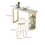 Glam 2-Person Bar Set with Upholstered Gold Chairs, Backrest, and Footrest
