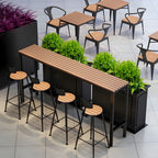 Modern Outdoor Table and Stool Set 1/5 Pieces Wood and Metal Rectangle Bistro Set