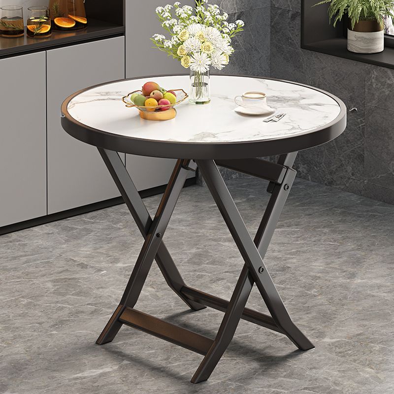 Panel Wood Dining Table with Crossed Legs, No Extra Durability, Foldable Square Top for 2-seater/Seating for 4