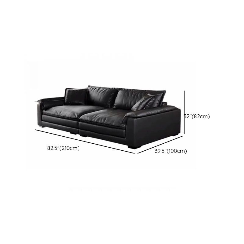Modish Solid Color Stain Resistant Standard/Single Sofa in Black for 4/3/5 Person with 2 Pillows