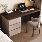 Trendy Rectangular Laminate Writing Table in Midnight Black/Auburn/Cream with Drawers and Reversible Corner