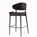 Casual Black/Beige/Citrus Color Calfskin Bistro Stool with Rear & Leg Rest, Riding Seat