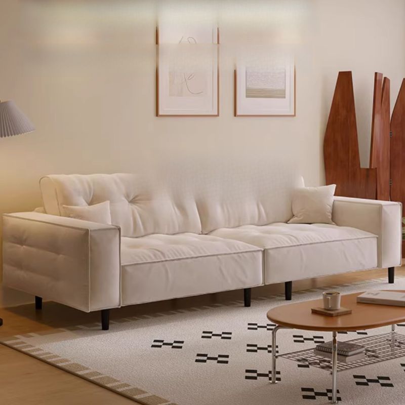Drawing Room Standard Sofa with Flannel Upholstery in Light Gray/Rose/Navy Blue and Armrest