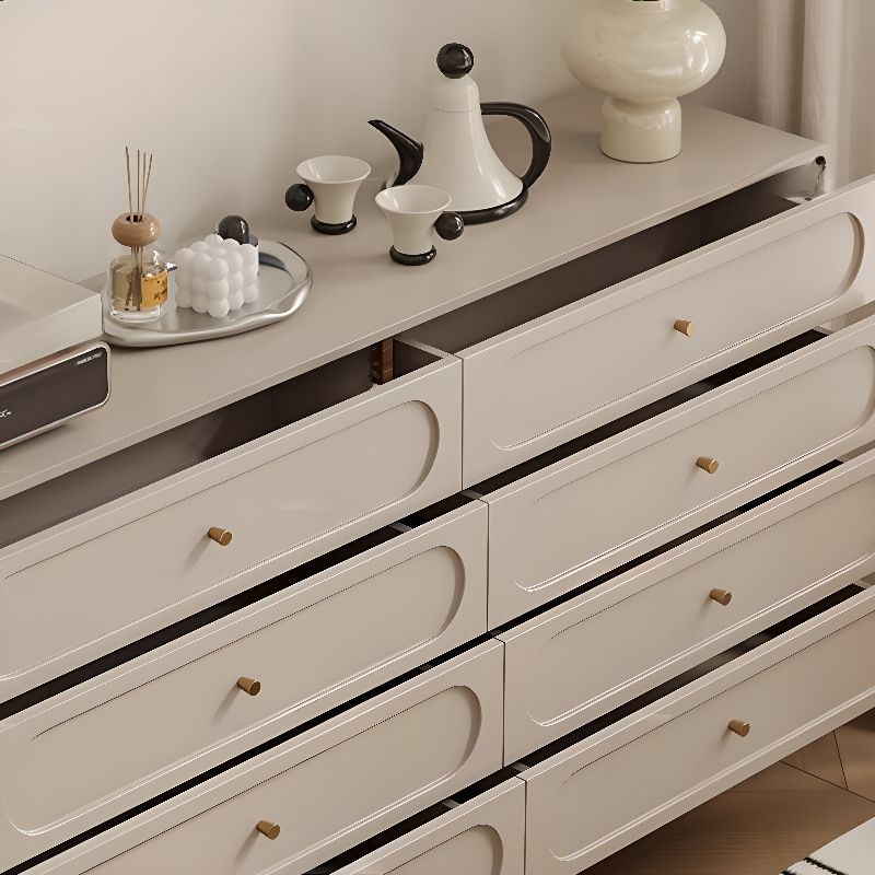 Casual Raw Wood Console Dresser with 8 Drawers in Horizontal Design