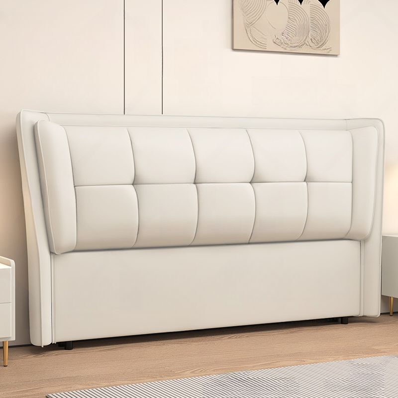 Trendy Wingback Headboard with No Distressing, Piled Tufted Rectangle for Queen/Full Bed, Sponge Upholstery Fill, Standard Height