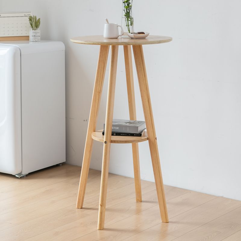 Pub Table with Four Legs, Tan/Ivory Circular Top