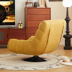 Art Deco Solid Color Side Chair with Sewn Pillow Back in Yellow/Olive/Light Brown, Rotatable and Reclining