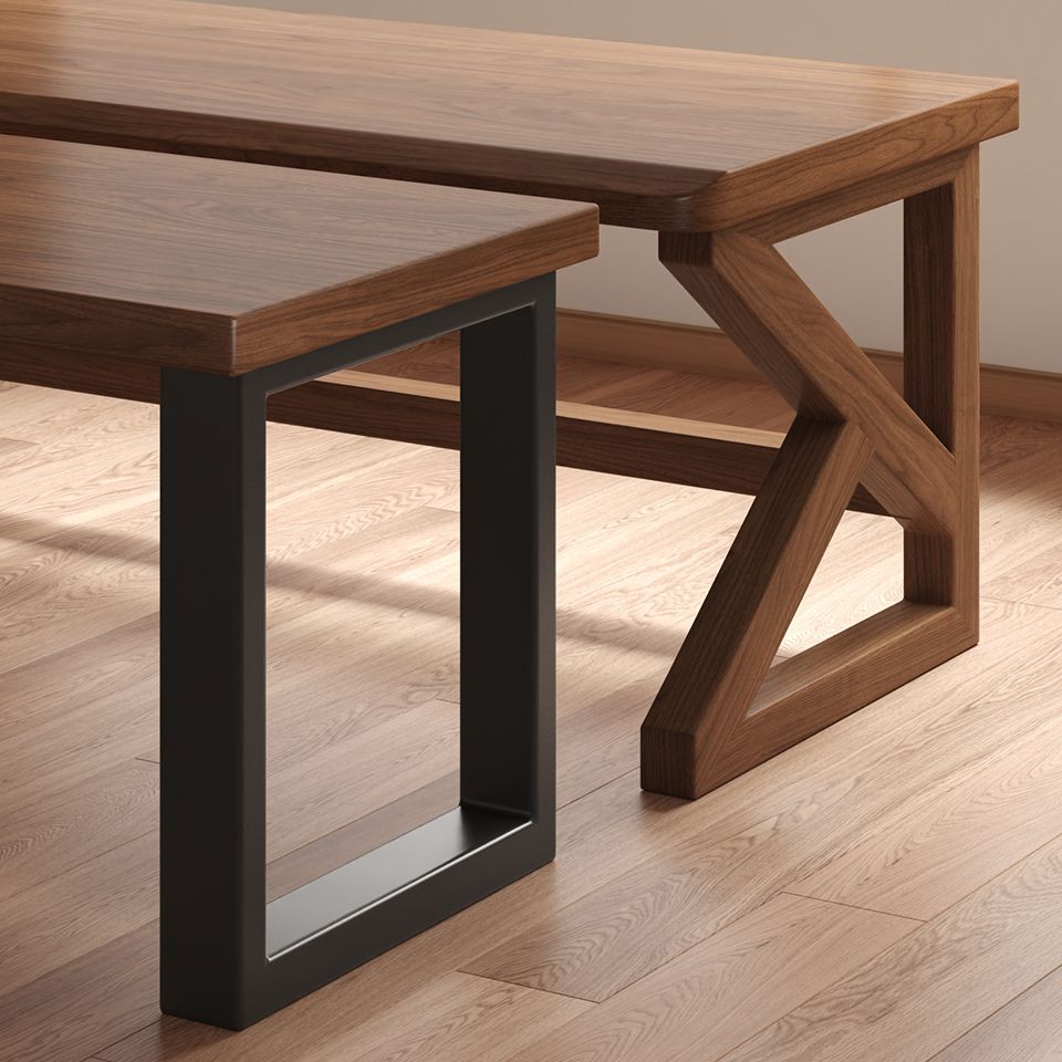 Brown/Black Rectangle Warp-proof Natural Wood Gamer Desk with Headphone Holder in a Modern Simple Style, Power Socket Included