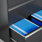 Modern Steel Vertical Filing Cabinet with Lock, Drawers & Self-Close Glides