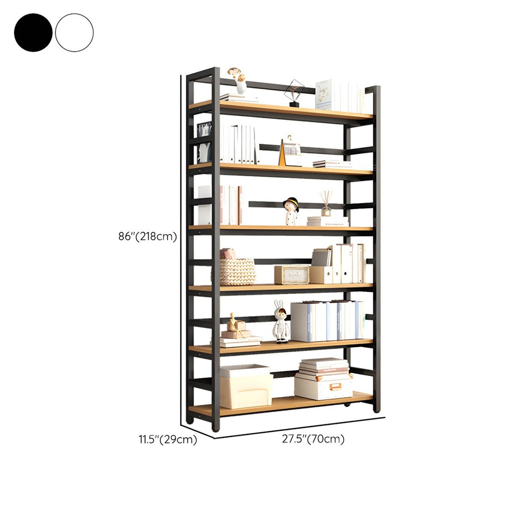 Contemporary Metal Display Stand with Wooden Shelves and Open Storage