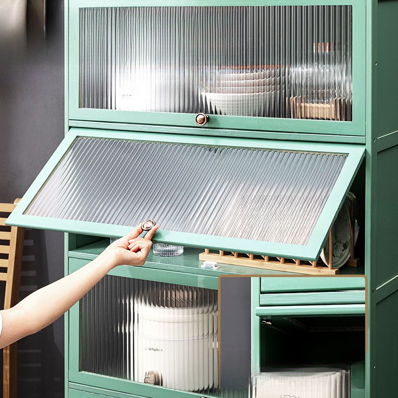 Trendy Green Bambusa Flooring Oven Cabinet with 4 Cabinets, 4 Shelves, and 4 Doors