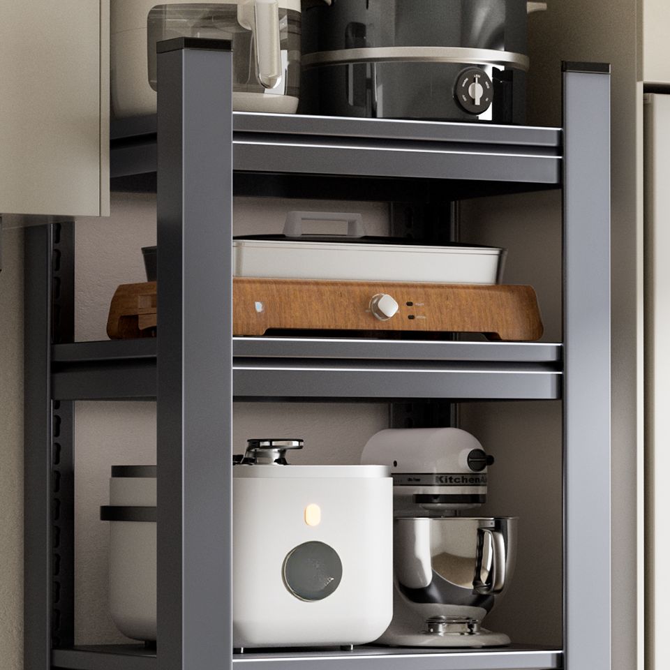 Ink Minimalist Warehouse Storage Rack with Caster Wheels and Shelves, Steel Frame, Detached Installation