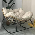 Modern Indoor Rocking Chair with Tufted Upholstered and Black Metal Frame
