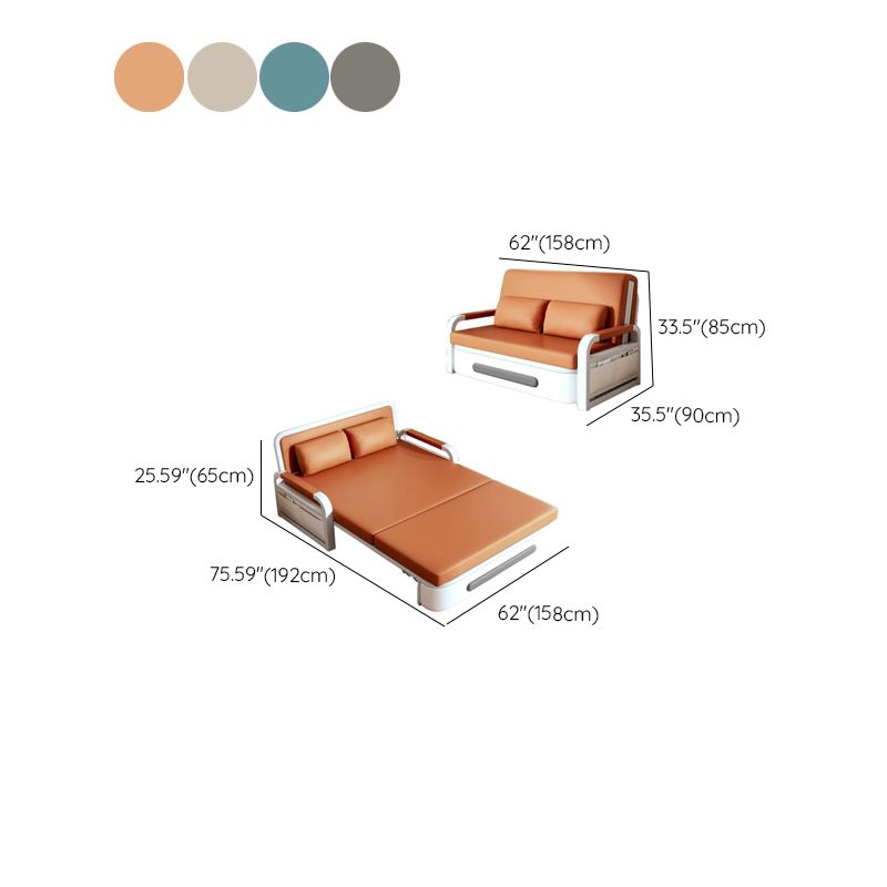 Scratch-immune Futon Day Bed with Pillow Back for 2 People, Receptacle Storage, Square Arm, Pillow, and Full Size Bed