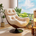Art Deco Abstract Side Chair with Sewn Pillow Back, Rotatable, Decorative-stitched, and Reclining