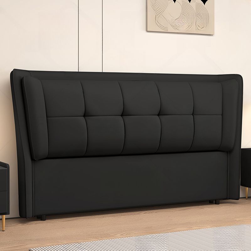 Trendy Wingback Headboard with No Distressing, Piled Tufted Rectangle for Queen/Full Bed, Sponge Upholstery Fill, Standard Height