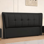 Trendy Wingback Headboard with No Distressing, Piled Tufted Rectangle for Queen/Full Bed, Sponge Upholstery Fill, Standard Height