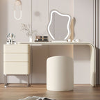 Casual Standard Vanity Set with Light Gray/Tangerine Color/Tan Chair, 3 Drawers, Pine Wood Frame, LED Mirror